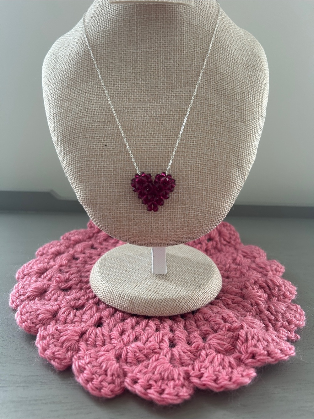 Vintage Silvertone Necklace and Cluster Heart Slide Pendant